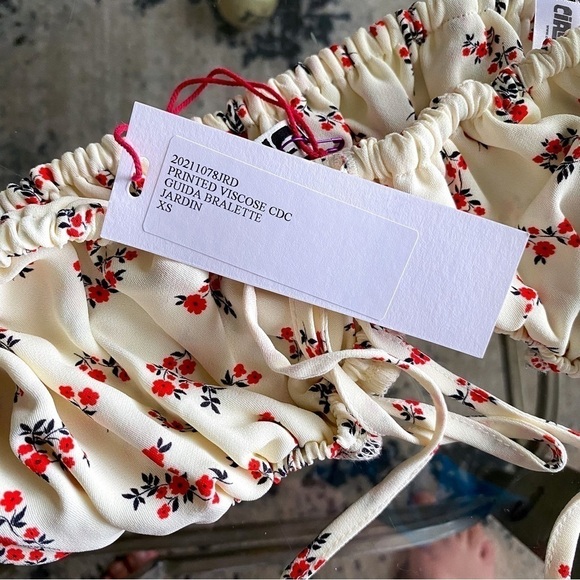 Ciao Lucia Top Guida Bralette Floral Cropped Ruched Crepe Beach Jardin XS NWT - Picture 4 of 6